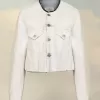 Cropped Collarless Denim Jacket Cropped Collarless Denim Jacket