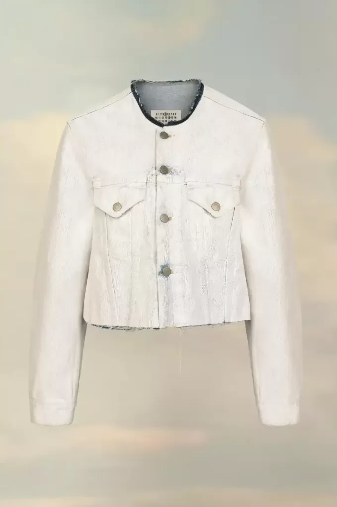 Cropped Collarless Denim Jacket Cropped Collarless Denim Jacket