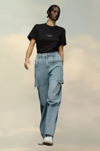 Denim jeans with slash details