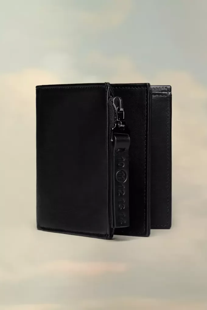 Folded leather wallet