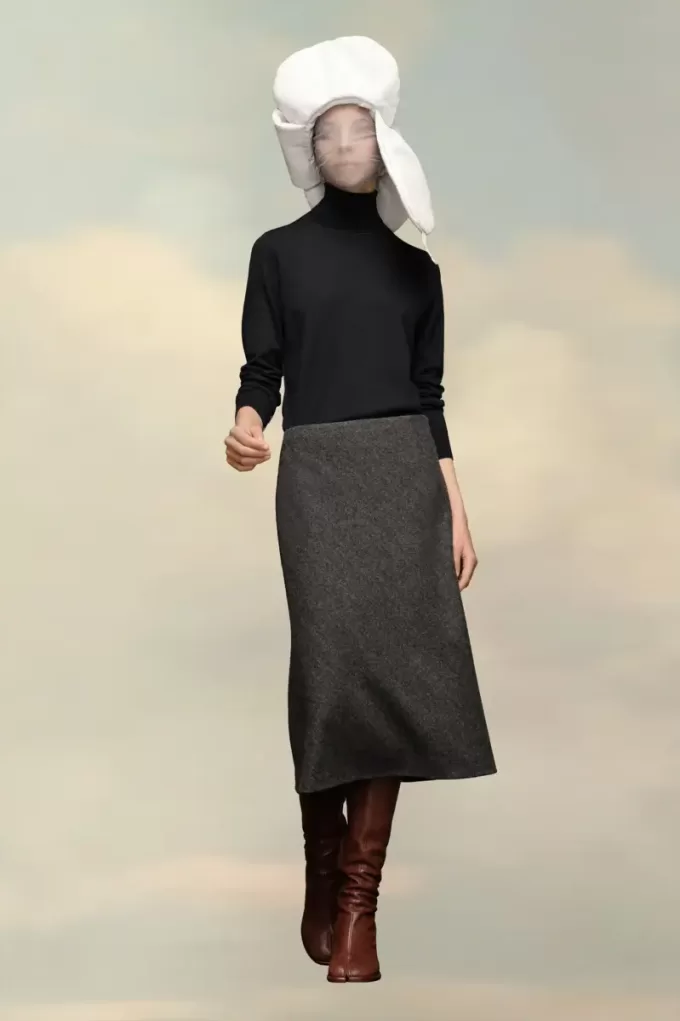 Herringbone A-Line Skirt
