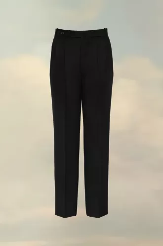 Herringbone Wool Pleated Trousers Herringbone Wool Pleated Trousers