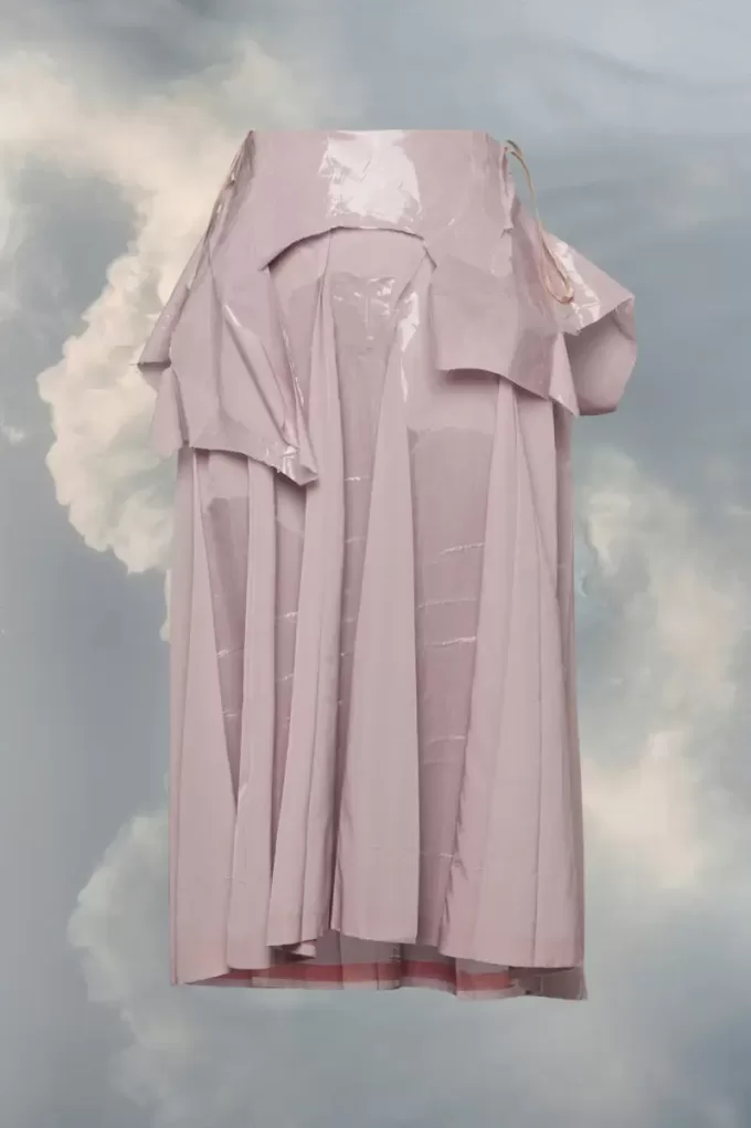 Laminated taffeta midi skirt