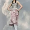 Laminated taffeta midi skirt