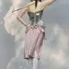 Laminated taffeta midi skirt