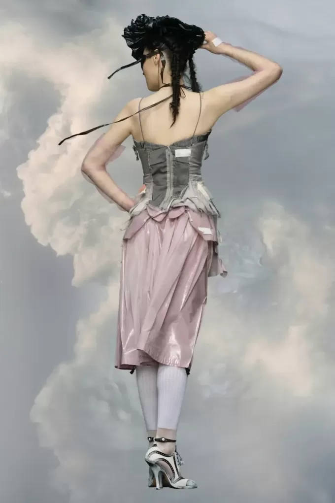 Laminated taffeta midi skirt