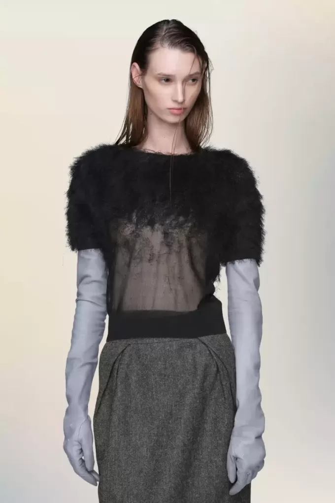 Retrograde silk knit top