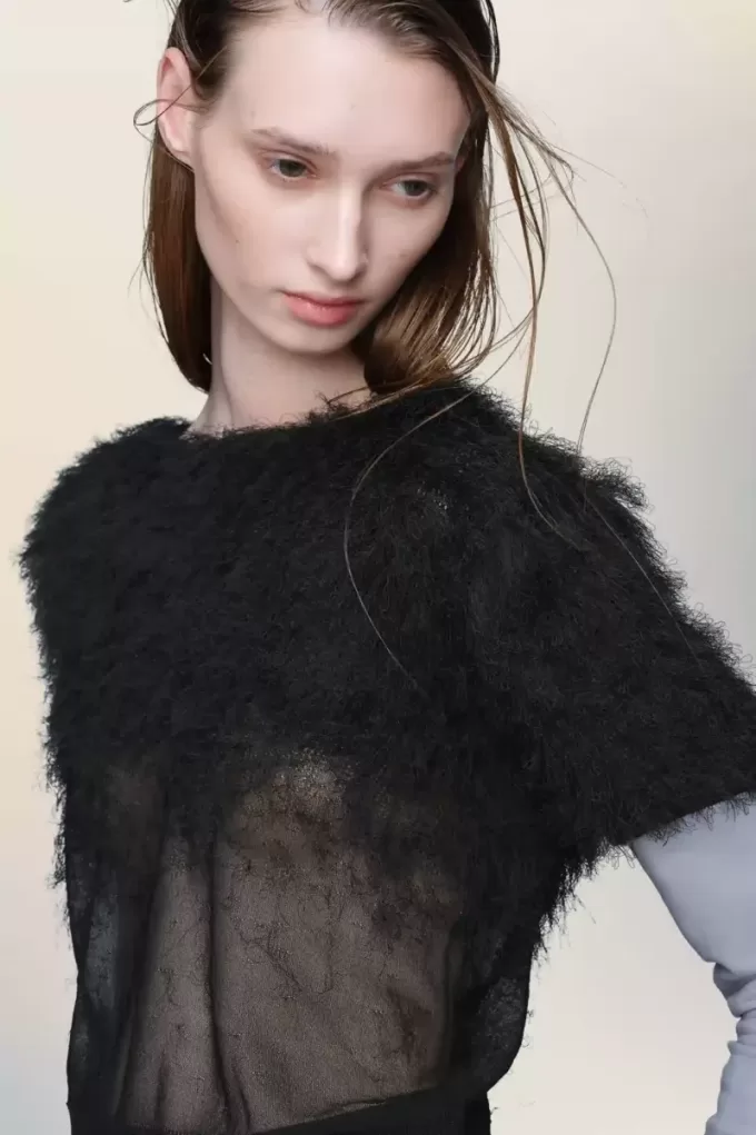 Retrograde silk knit top