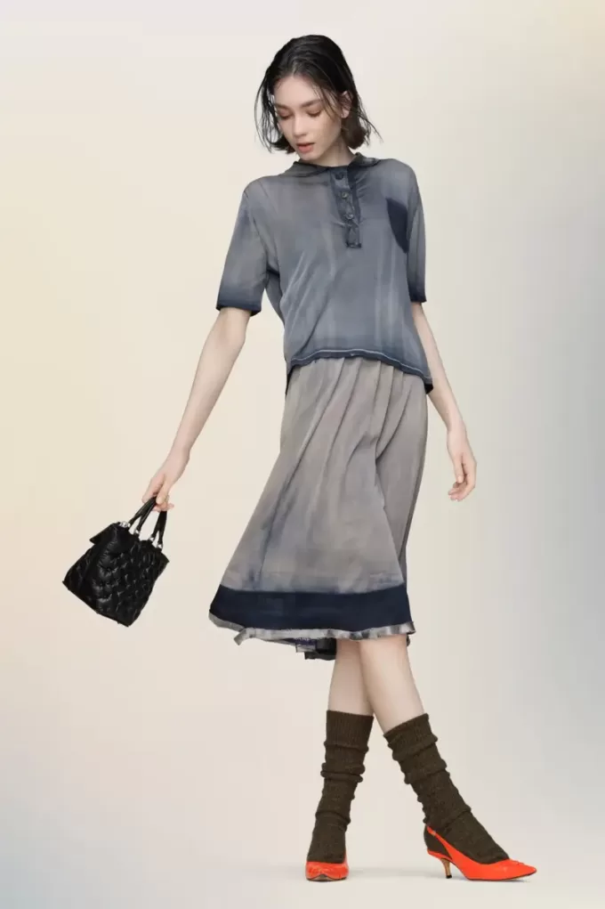 Sun-faded midi skirt