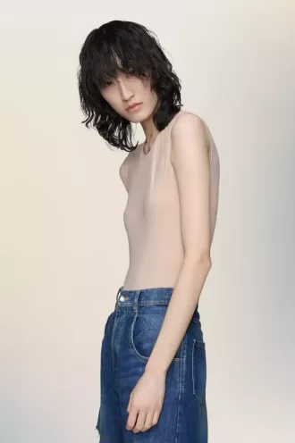 Technical jersey sleeveless bodysuit